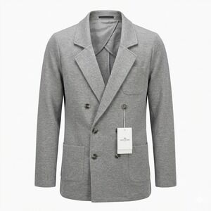 NEW John Henric Sweden Men's MEDIUM Gray Double Breasted Blazer Jacket - CJ